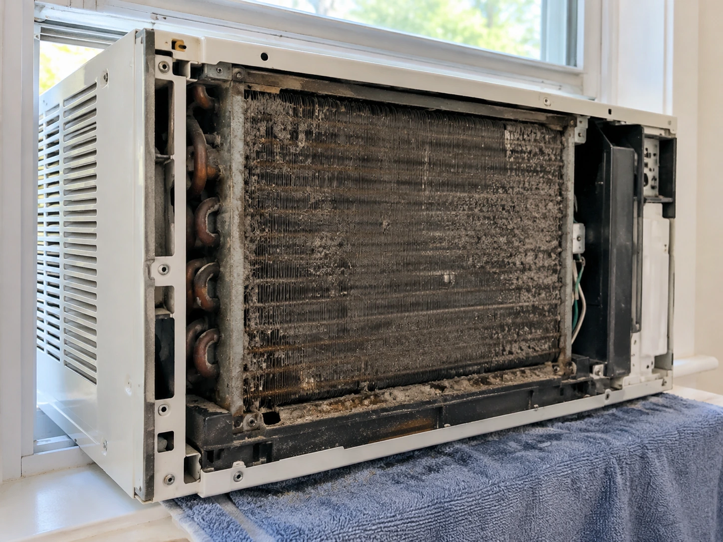 Before: Window AC cleaning