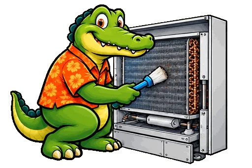 Alligator mascot — Mini-Split Indoor Coil Cleaning